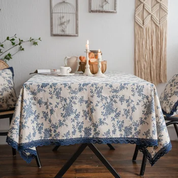  bawełna lniana obrus z koronką duszpasterska prostokątna jadalnia obrus stolik do herbaty ręcznik