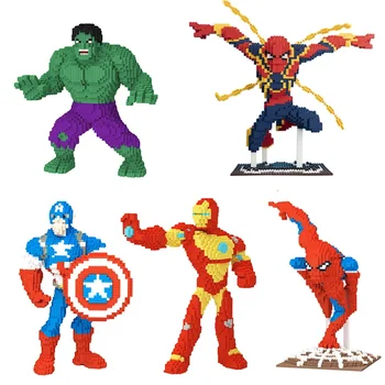  Marvel Avengers Алмазные строительные блоки Капитан Америка Железный Человек Халк Человек-паук Соединение Волшебных Кирпичей Фигурная Игрушка для детей
