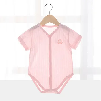  Летний тонкий однотонный комбинезон для новорожденных, хлопковый модный мягкий детский костюм для мальчиков, Милая одежда для мальчиков и девочек, комбинезоны для 0-3 лет