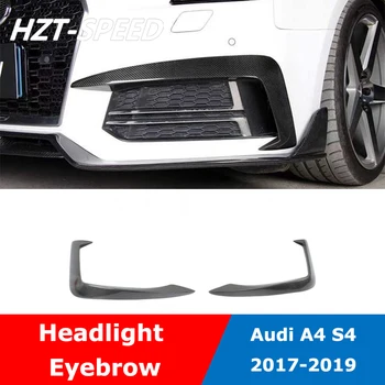  Автомобильные наклейки из углеродного волокна Головной свет Лампа Веки Брови Украшение Фары Отделка для укладки автомобиля Audi A4 S4 2017-2019