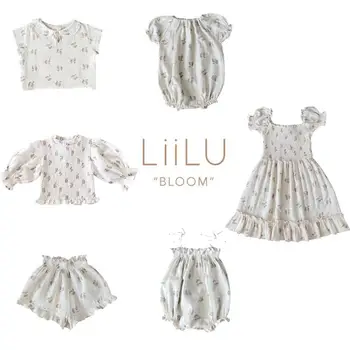  Ins/ платье для маленьких девочек, новинка лета 2021 года, брендовая рубашка LIILU с принтом, детская блузка-приманка с коротким рукавом, топы, детская одежда wz86