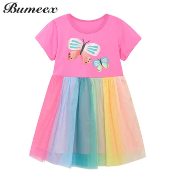  Детское платье для девочек 2023 года, новые летние детские платья принцессы с короткими рукавами и бабочками, одежда для дня рождения, одежда для малышей