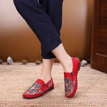  Тканевая Обувь Женская Обувь С Вышивкой В Китайском стиле в стиле Ретро Весна и Осень Новый Стиль Обувь В Китайском Стиле Тканевая Обувь Женская