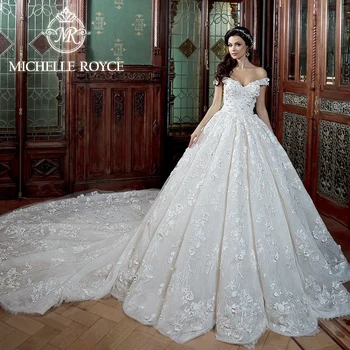  Мишель Ройс Роскошное Бальное платье Свадебное Платье 2024 Милая С Открытыми Плечами Аппликации Бисером Свадебное платье Vestidos De Novia
