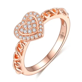  Обручальное кольцо цвета розового золота для женщин, сердечко, милая любовь, циркон, помолвка, женская бижутерия, размер 6, 7, 8, 9, 10