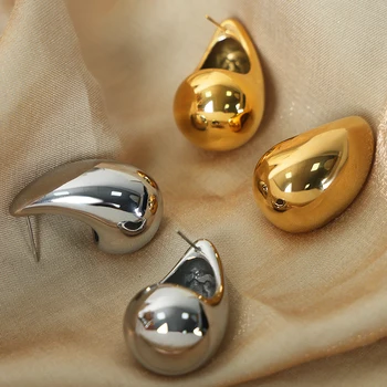  Толстые Висячие Серьги Vintage Gold Sliver Color Массивные Серьги для Женщин Глянцевые