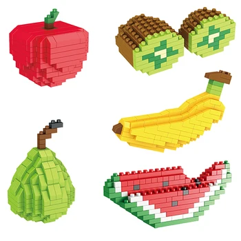  DIY Фруктовые Мини Строительные Блоки Apple Banana Cherry 3D Модель Украшения Дома Детские Развивающие Сборочные Игрушки Для Мальчиков И Девочек Подарки