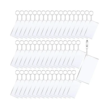  50 шт Сублимационная акриловая заготовка для брелка для ключей, прозрачная песня, заготовка для винилового набора, прямоугольная цепочка для ключей