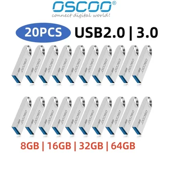  OSCOO 20шт Флешка USB 3.0 Флэш-накопитель 16 ГБ 32 ГБ 64 ГБ USB 2.0 Флешка Памяти U Диск USB Ключ Мини-Запоминающее Устройство 100% Оригинал