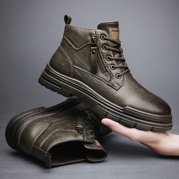  Ботильоны, Оксфордские модельные ботинки, Повседневная деловая обувь для повседневной работы, мужская кожаная водонепроницаемая обувь на шнуровке Chukka