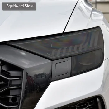  Для Audi Q2 Q3 F3 8U Q5 Q7 4M Q8 SQ2 SQ5 SQ8 RSQ3 RSQ8 Оттенок Автомобильных Фар Дымчато-Черный Защитная Пленка TPU Наклейка Аксессуары