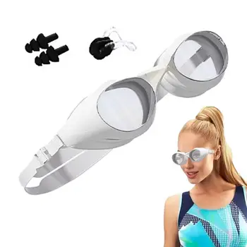  Очки для плавания Для женщин, очки для плавания для взрослых, противотуманные очки для плавания С затычками для ушей, Регулируемая защита от ультрафиолета, Силиконовые очки для плавания