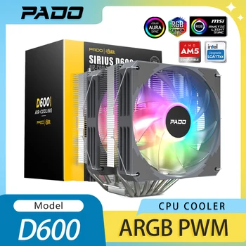  Aigo PADO CPU Cooler 6 Тепловых Трубок Охлаждения Радиатора ПК 4PIN PWM Бесшумный 3PIN 5V ARGB Вентилятор для Intel 1700 1150 1155 1156 AM3 AM4 AMD