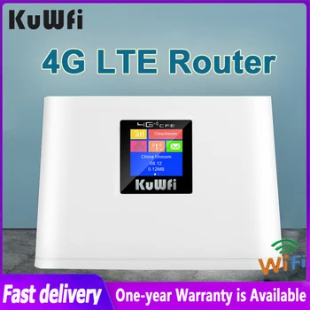  KuWFi 4G Wifi Маршрутизатор 150 Мбит/с Беспроводной LTE Маршрутизатор Универсальный Модем Точка Доступа CAT4 Со Слотом Для Sim-карты WAN/LAN Порт ЖК-Дисплей