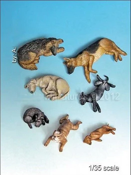  Неокрашенный комплект 1/35 the Animal Set # Фигурки собак и щенков, историческая фигурка из смолы, миниатюрный гаражный набор