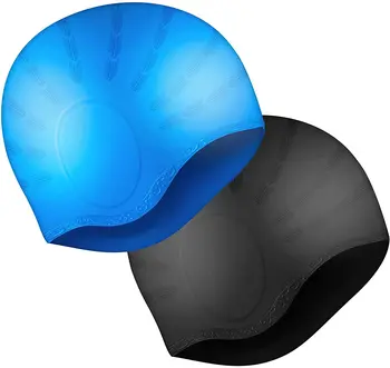  Мужчины Женщины Взрослые Высокоэластичные шапочки для плавания Водонепроницаемая шапочка для бассейна Защищает уши Длинные волосы Большая силиконовая шапочка для дайвинга Плавание