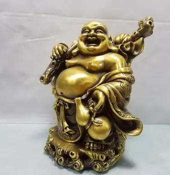  Набор статуй Будды Майтрейи из чистой меди, золотая сумка, тканевая сумка для денег Майтрейи, Будда, все самое лучшее