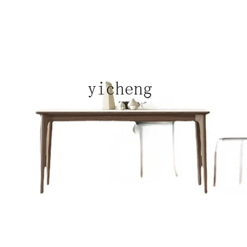  Набор обеденных столов и стульев Xl White Wax Для маленькой квартиры Из нового китайского светлого роскошного массива дерева, Каменная тарелка для еды