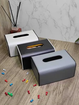  Изогнутая кожаная коробка для салфеток, милый и модный дом, выдвижной ящик для бумаги в гостиной, простой серый, высококачественный выдвижной ящик на заказ