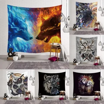  INS Nordic Wind Wolf Гобелен, висящий на стене Дома, гостиной, ткань с мультяшными животными, Висящая Картина, Декор, Одеяло, Пляжное полотенце