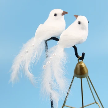  Декоративные поддельные голуби, белое искусственное пенопластовое перо, свадебное украшение, игрушка-птица, свадебный декор, декор для домашнего стола
