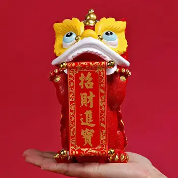  Декор в виде Льва в спальне, Китайский Новый год, Танцующий Лев, Фигурка талисмана 2024 года, Миниатюрное украшение для свадебного автомобиля, Украшение дома, Прекрасный