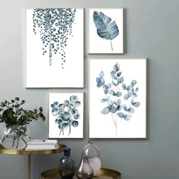  Акварельные листья растений, плакат с принтом Монстерея, настенное искусство, минималистичная живопись на холсте, картины для домашнего декора гостиной