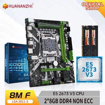  Материнская плата HUANANZHI 8M F LGA2011-3 с процессором Intel XEON E5 2673 V3 и комбинированным комплектом памяти 2*8G DDR4 БЕЗ ECC