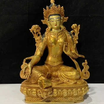  30 см Зеленая Тара Медная Позолоченная Красная Древняя Золотая Домашняя Прямая Продажа Ручной Работы С Открытым Лицом Новая Тибетская Статуя Будды