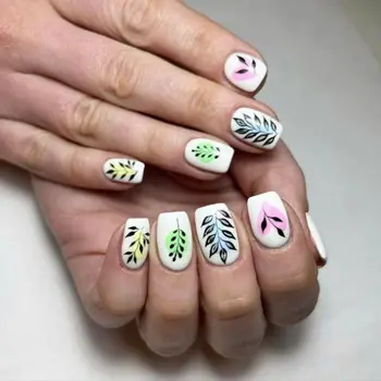  Искусственные ногти HEALLOR Съемный Абстрактный рисунок Граффити на ногтях, французские длинные накладные ногти в виде листьев Балерины
