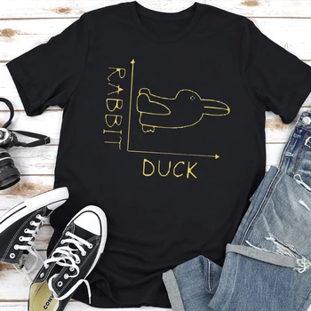  Головоломка, футболка с уткой и кроликом, Забавная математическая футболка, подарок на День рождения для мужчин, повседневная уличная одежда большого размера, подарок на День отца, футболка