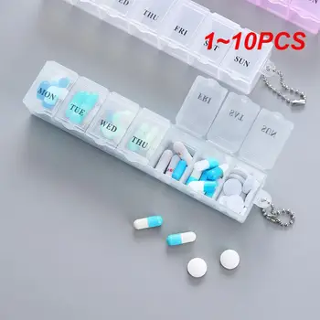  1 ~ 10ШТ Пластиковая коробка для таблеток, портативная Изысканная Трехцветная Пластиковая коробка для хранения лекарств из 7 маленьких таблеток, чехол для таблеток для разделения лекарств