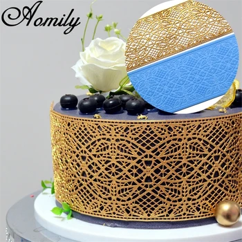  Aomily 40 см Кружевной Дизайн Силиконовая Форма для украшения границы Свадебного торта на День рождения, Помадный торт, Объемный пищевой коврик, форма для выпечки