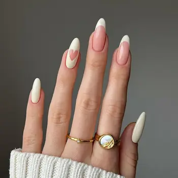  Носимый Маникюр Миндальные Накладные Ногти Мода Полное Покрытие Заостренные Наконечники Для Ногтей Накладные Ногти Для Женщин