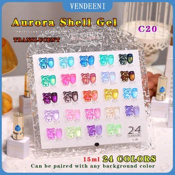  Vendeeni 24 цвета/набор Полупрозрачный гель-лак для ногтей Aurora Shell Soak Off UV Led Может сочетаться с любым базовым цветом лака для ногтей
