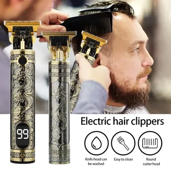  Винтажная машинка для стрижки волос T9, профессиональный Триммер для мужчин, беспроводной Триммер для бороды USB для парикмахера Dragon