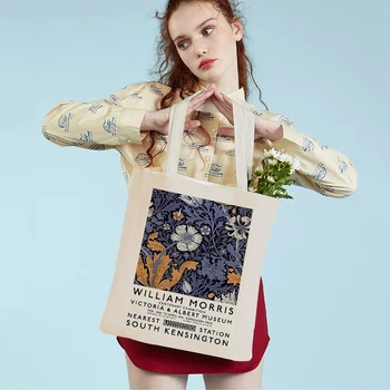  Двойной принт Уильям Моррис Цветок Матисс Баухауз Абстрактная женская сумка-тоут, холщовые женские сумки для покупок, сумка для покупок в супермаркете