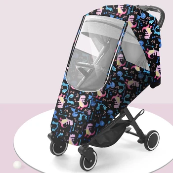  Универсальный детский дождевик для автомобиля Мультяшный защитный экран для детской коляски Универсальный размер детского дождевика Ветрозащитный чехол