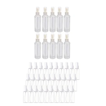  50ШТ прозрачных пластиковых бутылок объемом 100 мл и 50 штук распылителей объемом 50 мл