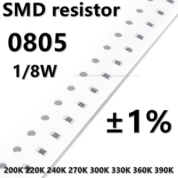  (100шт) высококачественный резистор 0805 SMD 1% 200K 220K 240K 270K 300K 330K 360K 390K 1/8 Вт 2.0 мм * 1.2 мм
