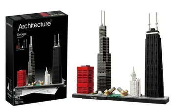  2023 Новые 444 шт., коллекция Architecture Skyline, 21033, Чикагские Строительные блоки, Сборка классической модели, набор игрушек для детей 