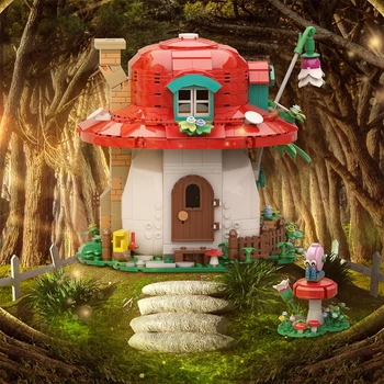  MOC Adventure Island Mushroom House Elf House Building Block set for Forest Magic Fairyed Cottage Building Model Brick Детские Игрушки