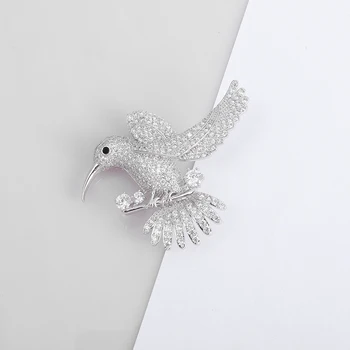  Изысканная Инкрустированная Цирконом Брошь Can Love Bird Серебристого цвета Элегантная Мода Индивидуальность Шарм Аксессуары для вечеринок