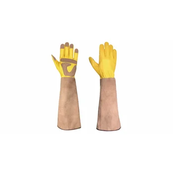  Кожаные садовые перчатки с защитой предплечий, розовые сварочные перчатки для мужчин и женщин, перчатки для садовой обрезки с длинными шипами