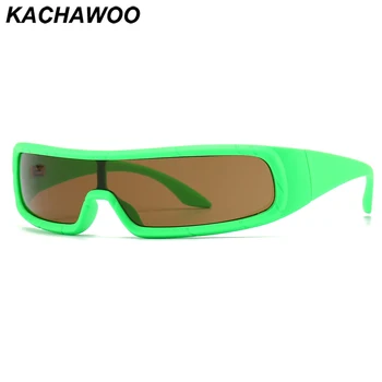  Солнцезащитные очки Kachawoo в стиле ретро, мужские спортивные солнцезащитные очки uv400 с плоским верхом, квадратные солнцезащитные очки для женщин, уличные аксессуары, очки унисекс, зеленый, белый