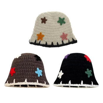  Вязаная шапочка в звездную тематику, вязаная шапочка-бини, удобная для весны и осени