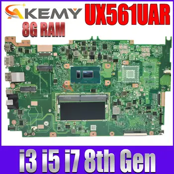  Материнская плата UX561UAR Для ZenBook Flip UX561UAR UX561UA Q525UAR UX561 Материнская плата Laotop С I7-8550U I5-8250U I3-8130U 8G RAM