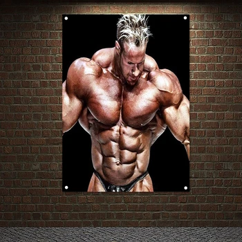  Плакат о мужском бодибилдинге, висящий на стене, баннер о тренировке мускулистого тела, гобелен, настенное искусство, Роспись флага, Декор стен тренажерного зала