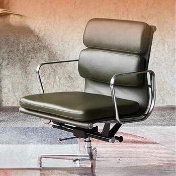  Удобное Вращающееся офисное кресло в минималистичном стиле с искусственной кожей и микрофиброй
