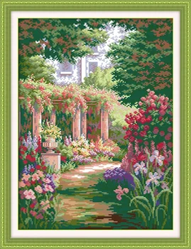  Романтический садовый пейзаж, вышитая крестом гостиная, спальня, подвесная картина, ручная вышивка 11 карат/14 карат